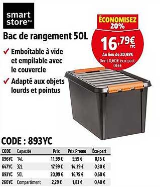 Bac de rangement 50L