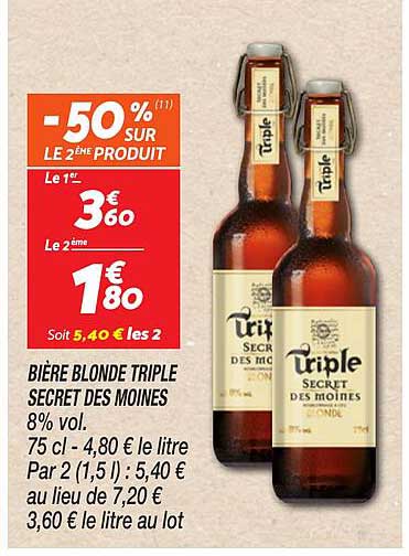 Bière Blonde Triple Secret des Moines