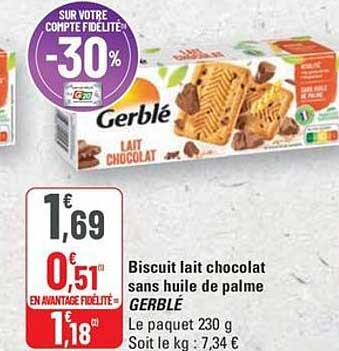 Biscuit lait chocolat sans huile de palme GERBLÉ