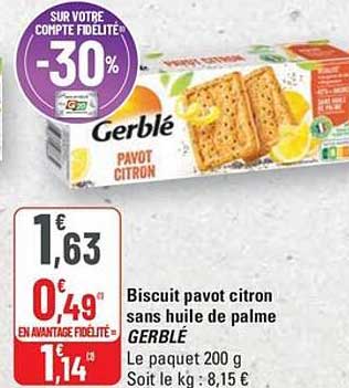Biscuit pavot citron sans huile de palme GERBLÉ