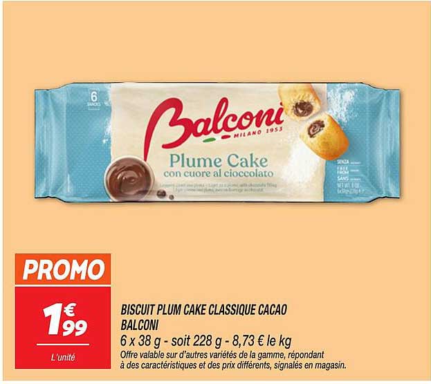 BISCUIT PLUM CAKE CLASSIQUE CACAO BALCONI