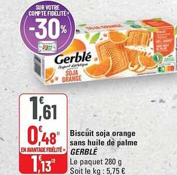 Biscuit soja orange sans huile de palme GERBLÉ