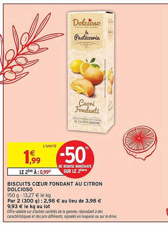 BISCUITS CŒUR FONDANT AU CITRON DOLCIOSO