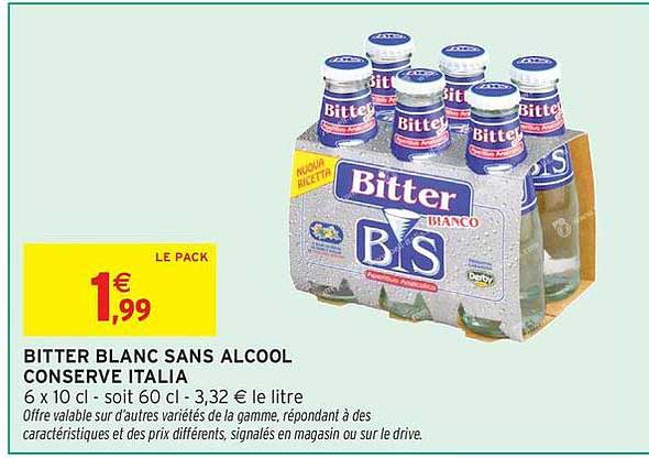 BITTER BLANC SANS ALCOOL CONSERVE ITALIA