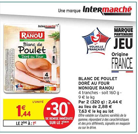 BLANC DE POULET DORÉ AU FOUR MONIQUE RANOU