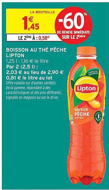 BOISSON AU THÉ PÊCHE LIPTON