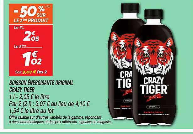 BOISSON ÉNERGISANTE ORIGINAL CRAZY TIGER