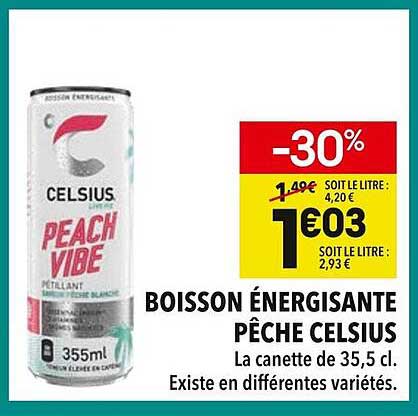 BOISSON ÉNERGISANTE PÊCHE CELSIUS