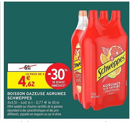 BOISSON GAZEUSE AGRUMES SCHWEPPES