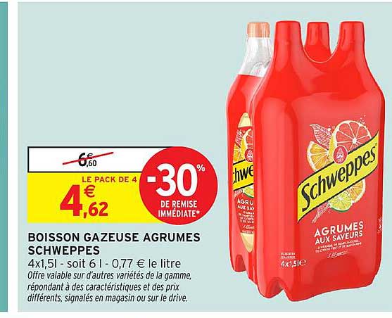 BOISSON GAZEUSE AGRUMES SCHWEPPES