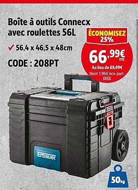 Boîte à outils Connexx avec roulettes 56L