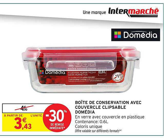 BOÎTE DE CONSERVATION AVEC COUVERCLE CLIPSABLE DOMÉDIA