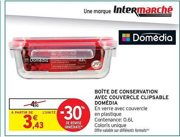 BOÎTE DE CONSERVATION AVEC COUVERCLE CLIPSABLE DOMÉDIA