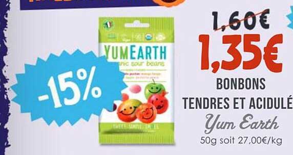 BONBONS TENDRES ET ACIDULÉS Yum Earth