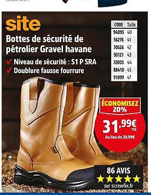 Bottes de sécurité de pétrolier Gravel havane
