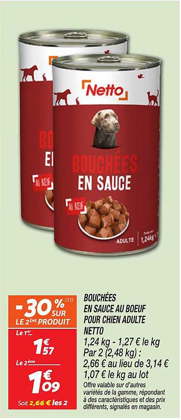 Bouchées en sauce au bœuf pour chien adulte