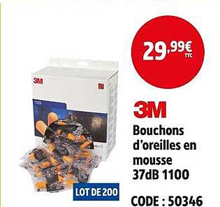 Bouchons d'oreilles en mousse 37dB 1100