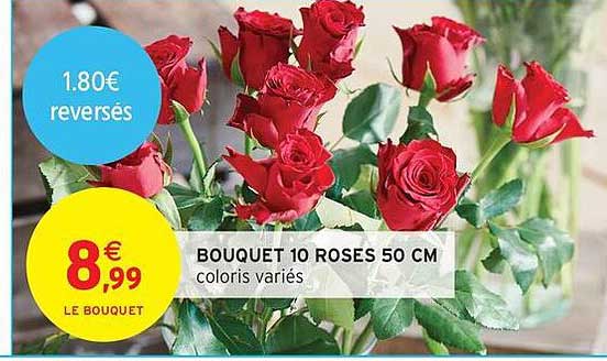 BOUQUET 10 ROSES 50 CM coloris variés