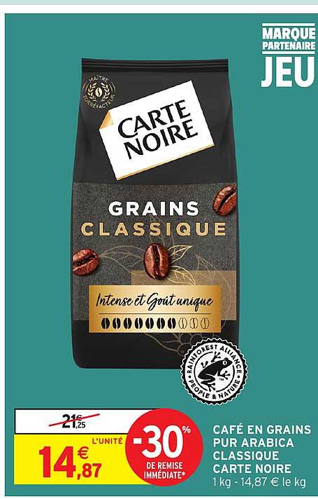 Café en grains pour arabica classique CARTE NOIRE