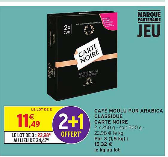 Café moulu pur Arabica classique Carte Noire