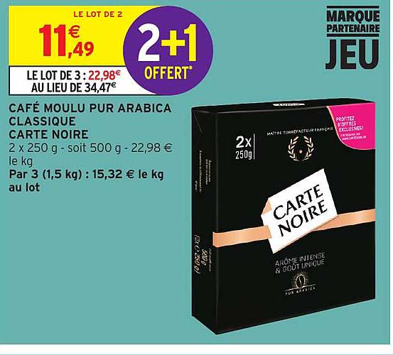 Café moulu pur Arabica classique Carte Noire