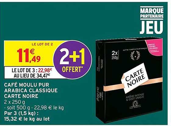 Café moulu pur arabica classique Carte Noire