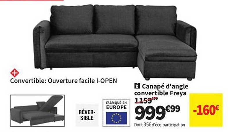 Canapé d'angle convertible Freya