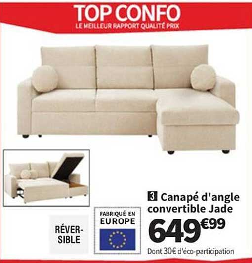Canapé d'angle convertible Jade