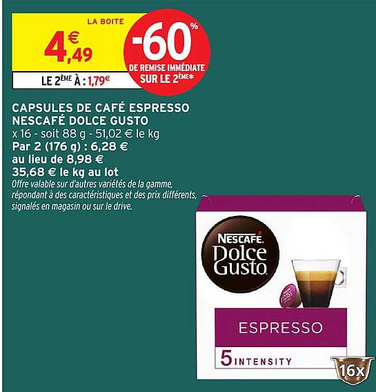 CAPSULES DE CAFÉ ESPRESSO NESCAFÉ DOLCE GUSTO