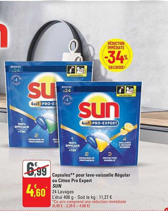 Capsules** pour lave-vaisselle Régular ou Citron Pro Expert SUN