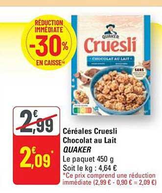 Céréales Cruesli Chocolat au Lait QUAKER