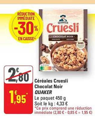 Céréales Cruesli Chocolat Noir QUAKER