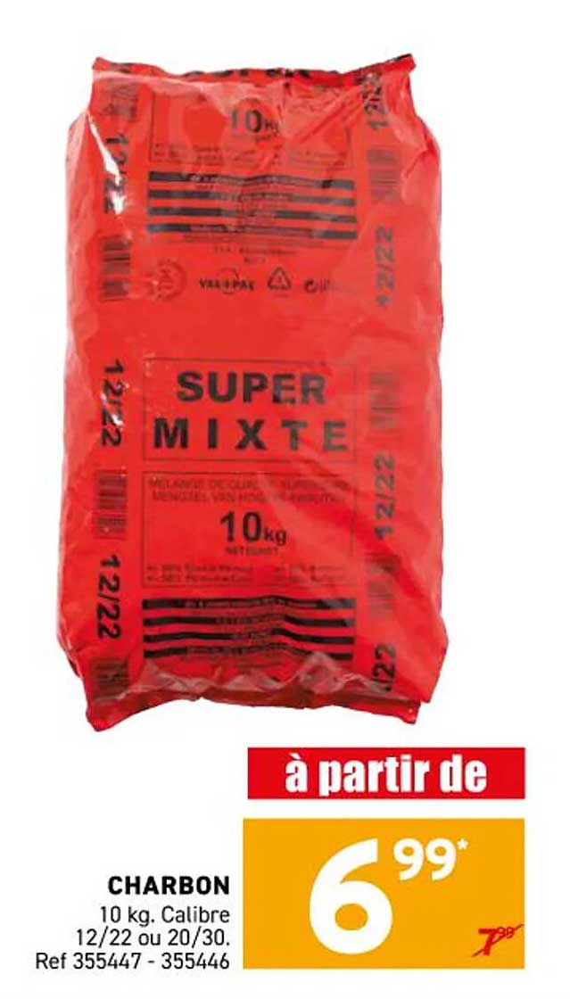 CHARBON 10 kg. Calibre 12/22 ou 20/30.