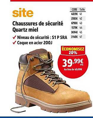 Chaussures de sécurité Quartz miel