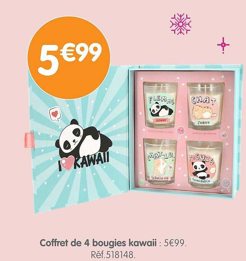 Coffret de 4 bougies kawaii