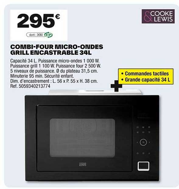 COMBI-FOUR MICRO-ONDES GRILL ENCASTRABLE 34L