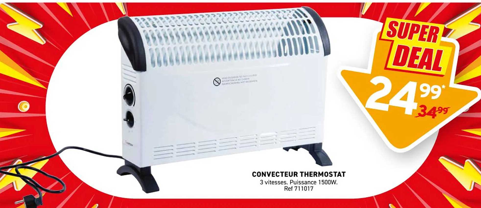 CONVECTEUR THERMOSTAT 3 vitesses. Puissance 1500W.