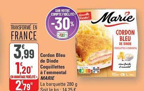 Cordon Bleu de Dinde Coquillettes à l'emmental MARIE