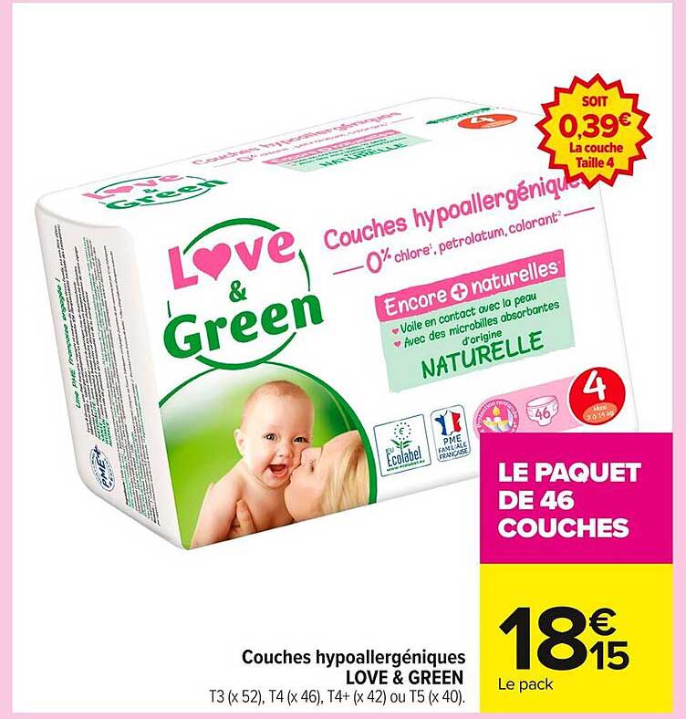 Couches hypoallergéniques LOVE & GREEN