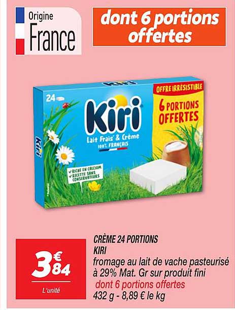 Crème 24 Portions Kiri dont 6 portions offertes