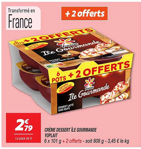 CRÈME DESSERT ÎLE GOURMANDE YOPLAIT 6 x 101 g + 2 offerts
