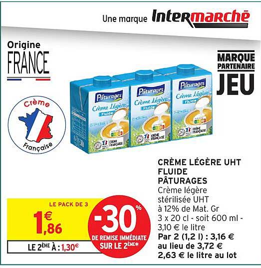 CRÈME LÉGÈRE UHT FLUIDE PÂTURAGES