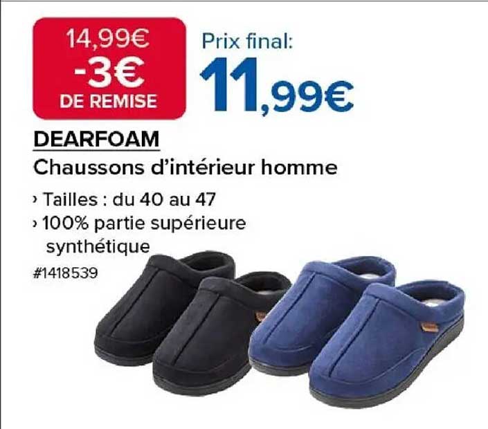 DEARFOAM Chaussons d’intérieur homme
