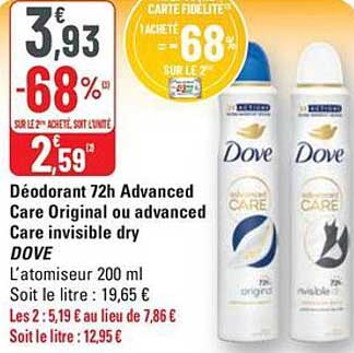Déodorant 72h Advanced Care Original ou advanced Care invisible dry