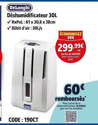DÉSHUMIDIFICATEUR 30L
