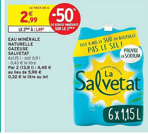 Eau minérale naturelle gazeuse Salvetat