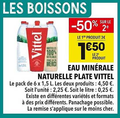 EAU MINÉRALE NATURELLE PLATE VITTEL