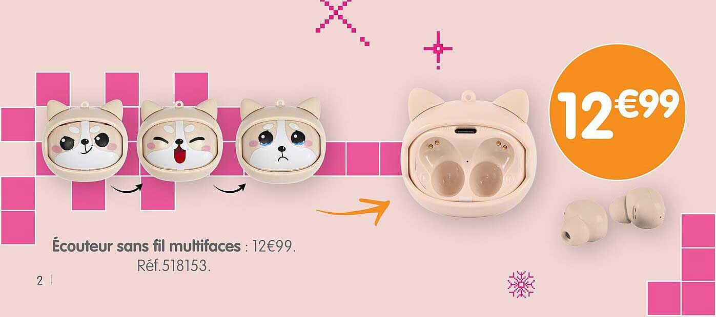 Écouteur sans fil multifaces : 12€99