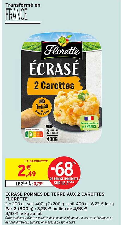 ÉCRASÉ POMMES DE TERRE AUX 2 CAROTTES FLORETTE
