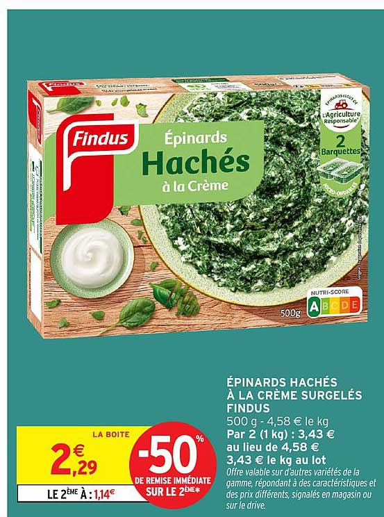 Épinards Hachés à la Crème Surgelés Findus